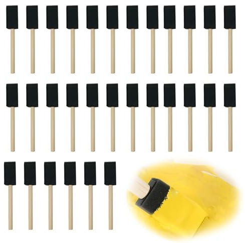 Foam brush, Sponge Paint, Wood Handle, Wood Stain & Various Paints and Pigments (Black)