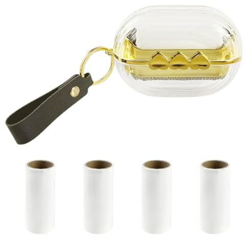 Esamploe Travel Portable Lint Roller Set,Pet Lint Roller Extra Sticky Comes with 4 Rolls of Replacement Rollers,Double-Sided Lint Remover for Garment Bag Dust Lint (Transparently)