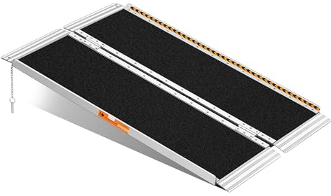 4FT Foldable Aluminum Wheelchair Ramp with Hinge, 800LBS Heavy Duty Capacity, Anti-Slip Surface for Mobility Scooters, Bikes, Baby Strollers, Portable Design