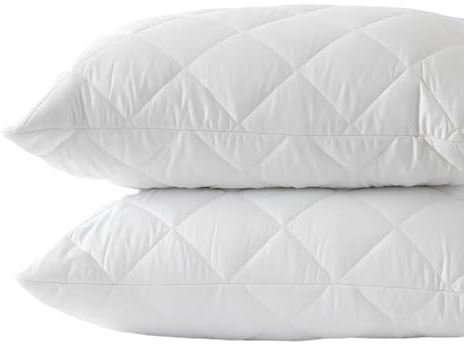 AmigoZone Pillows 2 Pack Extra Filled luxury bounce back bed Pack Hotel Quality Bed Pillow Pair Luxury Firm Support Side Sleeper Pillow Back Neck Pain Relief Support Pillows (Quilted, Pack of 2)