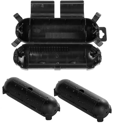 Waterproof cable box, outdoor black, protects cables from moisture, dust and weather, ideal for garden, patio, balcony or camping, easy to use, robust and durable