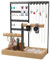Benxdara Organizador Joyas Soporte Para Joyas, Expositor de Joyas de 4 Niveles con Bandeja, Organizador Pendientes Soporte de Exhibición para Collares, Pendientes, Anillos, Negro