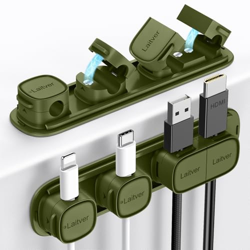 Laitver 6 Pack Magnetic Cable Clips [1s Open/Lock], Cord Organizer Holder