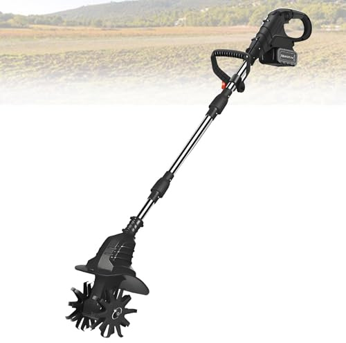 21-V-Akku-Grubber, Gartenfräse mit 270 U/min, 1- oder 2-Batteriesatz, 20 cm Breite, 25 cm Tiefe, tragbar für Rasen und kleine Gärten,Black-FourBlades-2batteries