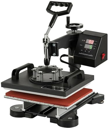 POOIQX Herramientas de prensado en Caliente, 12x10, Prensa térmica for Camisetas, impresión por sublimación, Transferencia de Camisetas, máquina de Estampado oscilante 360,Control preciso