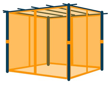 PRIMEYARD Moskitonetze für Pergola Classic 3x4 m - Polyester - mit Schienensystem und Reißverschluss - grau
