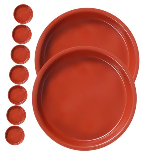 Homoyoyo 10 Platillos Redondos para Macetas De Plantas De Interior, Plástico Resistente Rojo, 18 Cm, Bandejas para Recoger Agua, Accesorios para Jardinería En Interiores