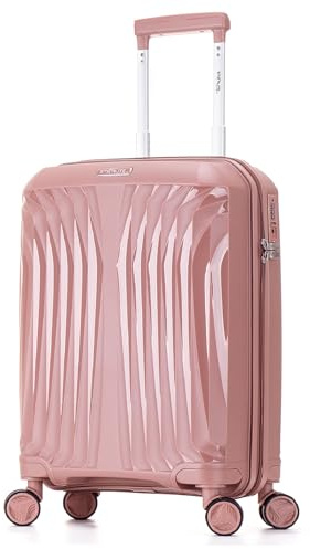 DK Luggage Carry-on 20” Cabin EasyJet, BA, Jet 2 Hard Shell Approved Hand Luggage Polypropylene Suitcase 4 Wheel Spinner Luggage (Gold ST81, Cabin)