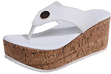 Infradito outdoor tacco cuneo donna tempo libero traspirante scarpe casual pantofole moda donna pantofole pantofole, bianco, 41 EU