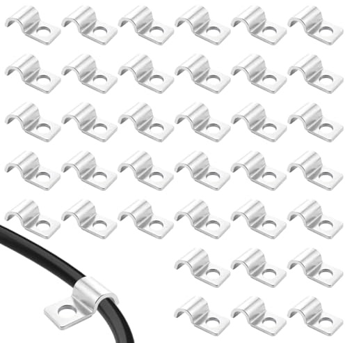 36 Pezzi Collari per Tubi 4mm Fermacavo Unico Foro in Acciaio Inox V2A Supporti a U Morsetti per Tubi Collari Heavy Duty Fissaggi per Cavi Ø 4-5mm Tubazioni per Acqua Tubi PVC Installazione