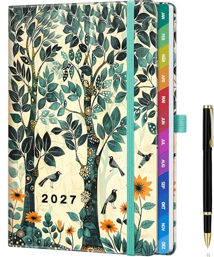 A5 Buchkalender 2027 – Terminplaner 2027, Kalenderbuch 2027, 1 Woche 2 Seiten, Brunnen Kalender, Organisation für Büro, Studium & Privat