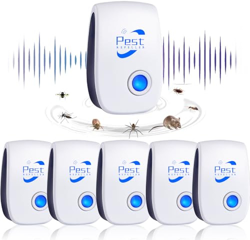 Repelente Ultrasónico de Plagas, 6 Pack Electrónico Repelente Mosquitos Control de Plagas, Repelente Ultrasónico Mosquitos para Interiores, Moscas, Ratones, Cucarachas, Arañas, Roedores