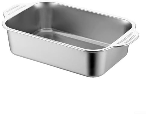 Plato profesional para lasaña de acero inoxidable resistente, bandeja grande para hornear pastel de carne, 40 cm (41)