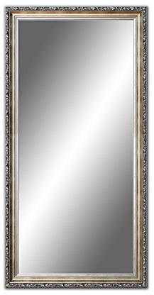 140 cm x 60 cm, Spiegel mit Rahmen, Badezimmerspiegel Antik, Alte Spiegel, Handgefertigte, Stabiler Rückwand, Rahmenleiste: 60 mm breit und 45 mm hoch, Rahmen Farbe: Gold- Silber