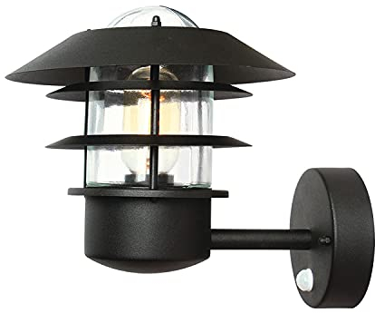 Licht-Erlebnisse Schwarze Außenlampe mit Bewegungsmelder aus 304er Edelstahl wetterfeste Schiffslampe Wandleuchte
