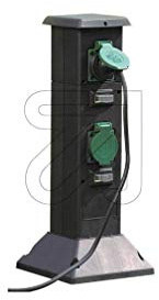 EGB Steckdosensäule 4-Fach schwarz/grün IP44 (9829632750)