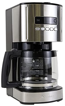 Kenmore Drip Coffee Maker - 12 Cup Programmable Cafe Machine With Glass Pot, Regular & Bold Brew, Auto Shut Off Large Water Reservoir, Reusable Filter, Kitchen Appliances For Cafeteria Barista, Black
