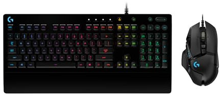 Logitech G G502 HERO Ratón con Cable y G213, Teclado RGB para Gaming, Botones Programables, Pesas Ajustables, Teclado Retroiluminado Ajustable, PC/Portátiles, Disposición QWERTY ES, Negro