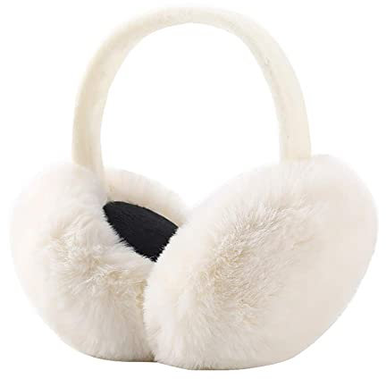CIHANG Ohrenwärmer Kinder Mädchen,Ohrenwärmer Damen Winter,Faltbare Verstellbarer Plüsch Earmuffs Bequemer weicher für den Winter Reiten Warme Ohrenschützer für Damen und Herren (Ohrenwärmer-Weiß)