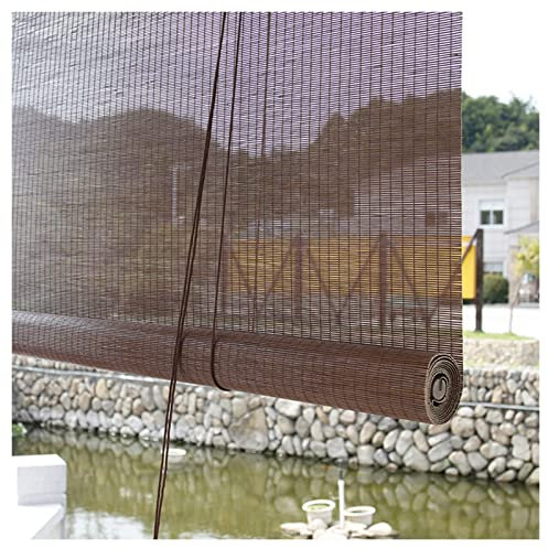 Bambus Vorhang,Bambus-Rollo,Hochwertiges Fenster-Rollo Bambus für Innen,Praktisches Sonnenschutz und Sichtschutz Rollo Seitenzugrollo für Fenster und Türen in Dunkelbraun,W80xH220cm/32x87in
