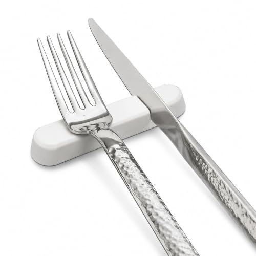 MAQA 6 pz Poggia posate da tavolo 8 cm in melamina, appoggio posate tavola nero, grigio o bianco, Portaposate ristorante Bianco