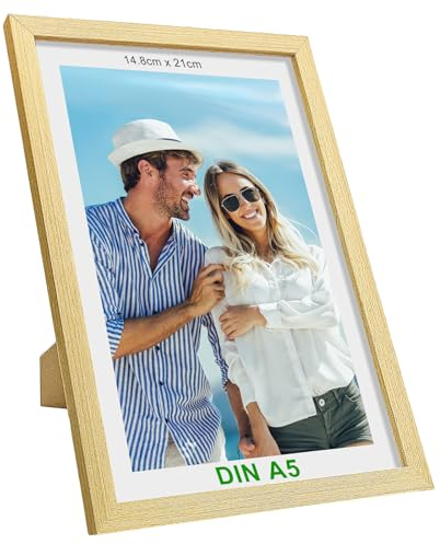 Gemtte Cornice portafoto A5, 15 x 20 cm, in legno con vetro acrilico infrangibile, di alta qualità, DIN A5, perfetta per la decorazione di stanze, cornici in legno per foto e immagini