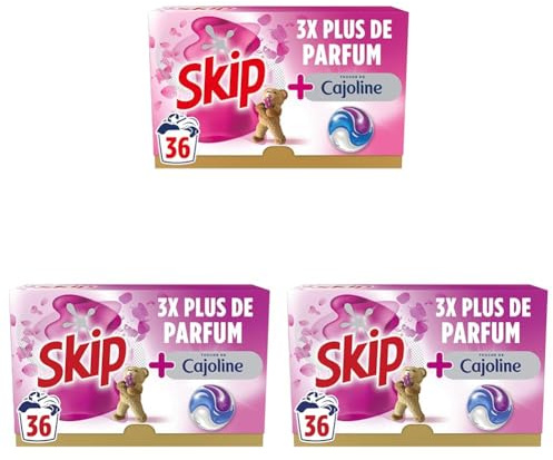 Skip Lessive Capsules Tout en 1, Touche de Cajoline, 36 Lavages (Lot de 3)