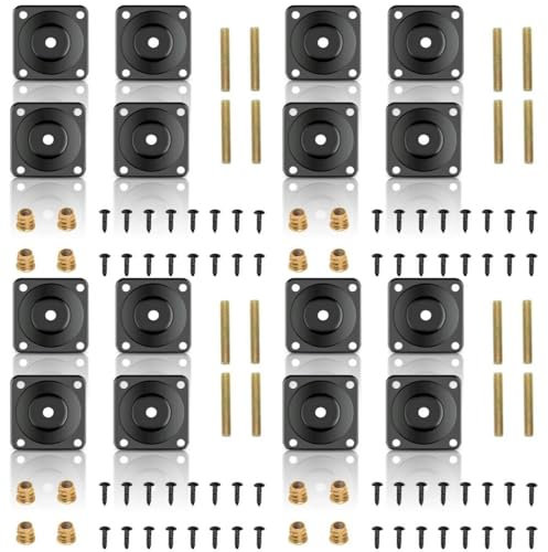 Floatdream 16 Pezzi Piastre di Fissaggio per Gambe, Piastra delle Gambe Ferramenta, Fissaggio Nero Pezzo in Ferro Con Viti, per Divano, Sedia, Armadio, Tavolo da Pranzo(Nero)