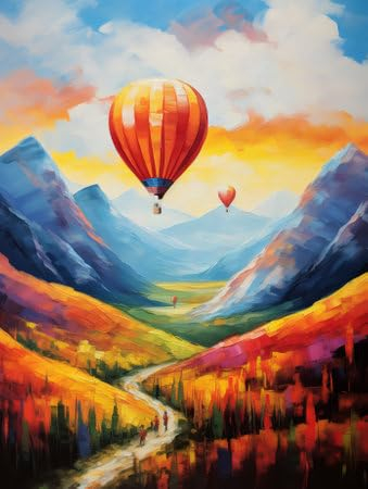 adrium Acryl-Bild 30 x 40 cm: Landschaft mit schönen Luftballons. Ölgemälde-Stil. Impressionismus. Generative KI. (215178417)