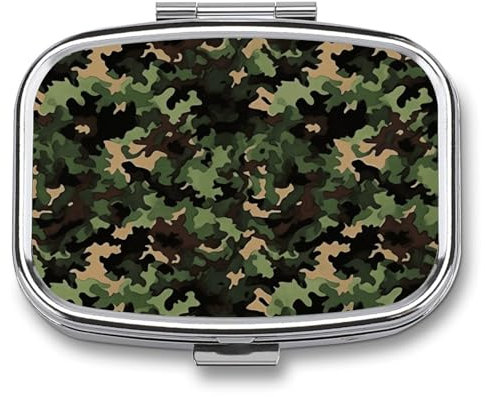 Camo Pillendose mit 2 Fächern, tragbar, für Medikamente, Vitamine, für Männer und Frauen