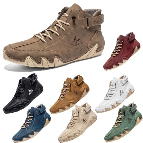 movingsteps Salkin Barefoot BootsClassic Men’s Outdoor High Boots - Breathable Non-Slip Barefoot Shoes for All-Terrain Walking, Hiking, and Driving - Casual Minimalist Chukka Boots
