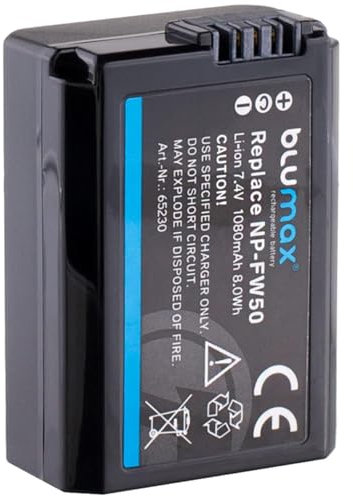 blumax Akku Ersatz für Sony NP-FW50 |- 1080mAh -| Sony Alpha 7 7II 7R 7S II 6300 6500 // NEX-6 NEX-7 NEX-F3 // CyberShot DSC RX10 IV // ZV-E10