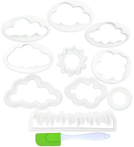 10 Stück Wolken Ausstecher Fondant Keksausstecher Wolkenausstechform Kinder Cloud Cookies Fondant Kuchenschneider DIY Kuchen Fondant Cookies Fondant Deko für Backraum Keks Fondant Geburtstag