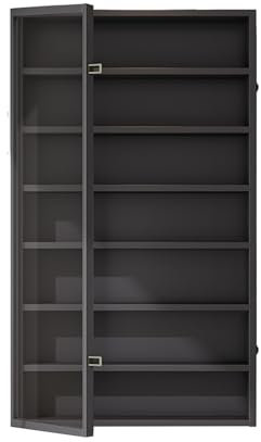 Acryl-Tür-Vitrine für Sammlerstücke, Aufbewahrung, Organizer, Wandmontage, Vitrine für Zuhause, Büro oder Schlafzimmer, Dekor (schwarz, 50 x 8 x 77 cm)