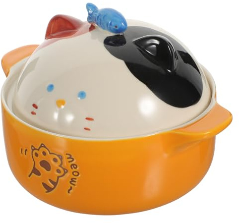 Cabilock Bol à Ramen en Céramique avec Couvercle Design Chat, Capacité 720ml, Décoratif et Pratique Repas Quotidiens et Réunions Familiales