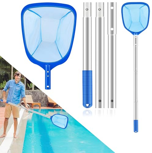 Red de Piscina, Red de Limpieza de Piscinas, Red de Piscina con Poste Telescópico de Aluminio, Recogehojas para Piscinas, Red de Limpieza de Piscinas ultrafinas para Limpiar Piscinas, estanques