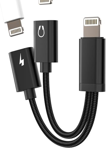 Lightning auf Kopfhörer Laden Adapter(2 in 1) für iPhone 14 13 12 11 Pro Max für iPad Audio Kabel Splitter für Apple MFi Certified Anschluss Headphone Mikrofon Konverter Doppel Klinke Auto Zubehör