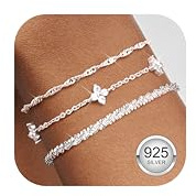 Finrezio 3 Stück Armband Damen Silber 925 Armbänder Silver Armband Set Armbänder Damen Mit Cubic Zirkonia Verstellbare Armband Silber Schmuck für Damen
