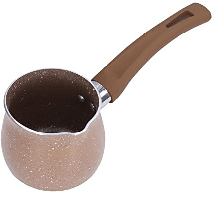 Yctze Pan de Lait Antiadhésif 8 Cm - Mini-pot en Alliage en Aluminium à Poignée à Poignée à Manche pour Fondre le Chocolat, Chauffer le Lait, le Beurre et le café (Couleur de café)