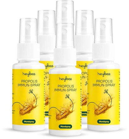 heybee® Propolis Immun-Spray mit Vitamin D, 30 ml (6er Pack) - das Mundspray für Kinder & Erwachsene, wohltuend für Hals & Rachen + stärkt das Immunsystem, Inhaltsstoffe aus nachhaltiger Imkerei