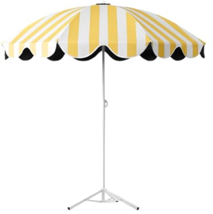Stgfyxgs Ombrellone da Giardino a Baldacchino, Leggero, a Righe Gialle E Bianche, Ombrellone da Spiaggia per Campeggio, Fotografia, Terrazza, Balcone, Piscina, con Base