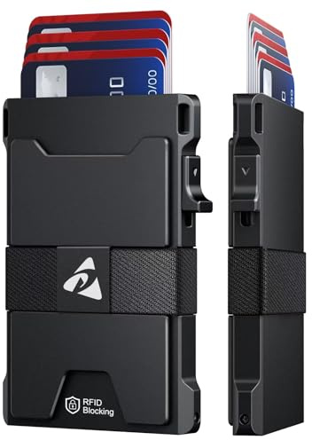 Kartenetui Herren, Aluminium Minimalist Metall Pop-Up Slim Wallet mit Langlebiger Erweiterbarer Rückplatte, RFID Schutz, Wallets for Men, Fronttasche Kreditkartenetui, hält 12 + Karten Plus Bargeld