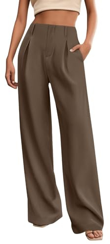 Generico Pantaloni Donna Eleganti Pantaloni Donna Baggy in Tinta Unita Pantalone Casual A Gamba Dritta Pants Ufficio dal Taglio Morbido Abbigliamento Comoda per Tutti I Giorni
