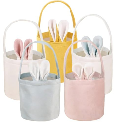 DAHI Cesta de Pascua para niños con asa, cesta de Pascua, conejitos de Pascua, nidos de Pascua para rellenar, manualidades de nido de Pascua, cestas de Pascua, bolsas de regalo de Pascua, decoraciones