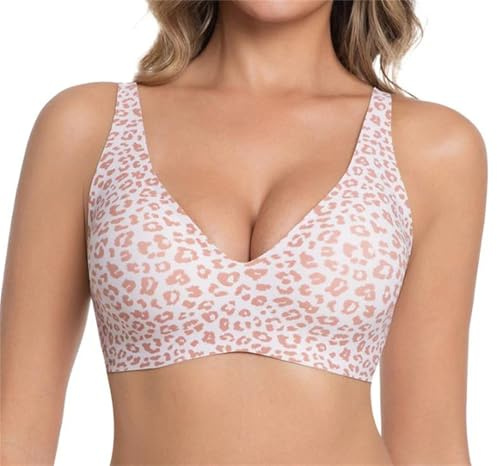 Jelly trådlös BH djup V push-up sömlös t-shirt sömlös ingen bygel stödjande trådfri bekväm full kupa BH, Vit-2, L
