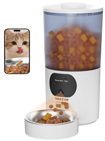 Automatic Cat Feeder with Camera, 5L Smart WiFi Cat Food Dispenser with 1080P HD Video & Two-Way Audio, App Control Timing Feeder for Cats & Dogs, Feeding Records, 10s Voice Recorder