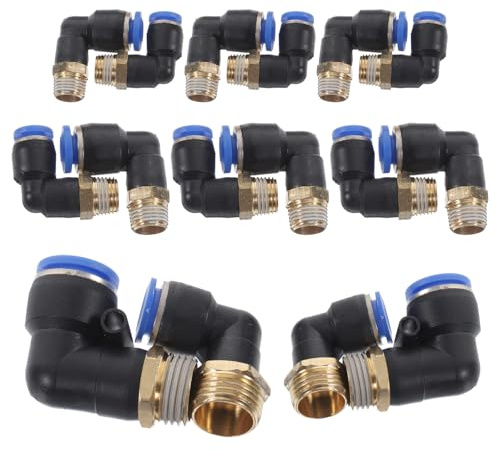 LOORGVEL Set 16 Pezzi Raccordi a Crimpare per Tubi Aria, Connettori Filettati Maschio-maschio in Plastica, Adattatori Rapidi per Progetti Industriali, Riparazione Tubi Flessibili,