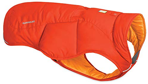 Ruffwear Quinzee Ultra Warm Winter Hundemantel mit Leine Portal & Stuff Sack, Rot, XXS