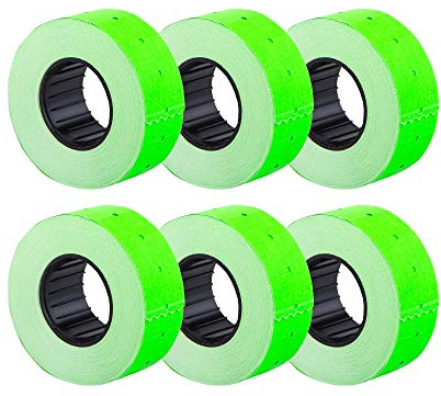 (6 Rollen) Grün 21 x 12 mm farbiger Papieraufkleber Preis Pistole Pricemarker-Etiketten MX-5500