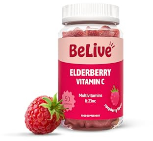 Belive Elderberry Immunity Support Gummies | Contains Vitamin A, C, D, Vitamins B Complex, Folate & Zinc | Formulated to Boost Immune System | Tasty Raspberry Flavour | Vegan Friendly